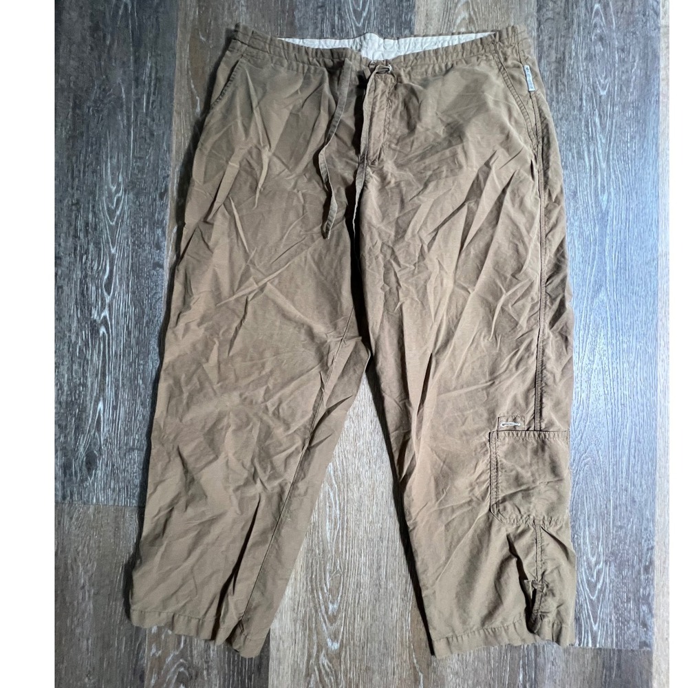 Columbia Capri Pants Womens Large Brown Cargo Drawstring Outdoor 107AL8260